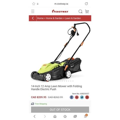 14 Inch 12 Amp Lawn Mower With Folding Handle Electric Push