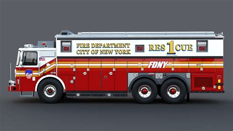Artstation Fire Truck Fdny Rescue 1 Game Assets