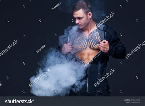 Vaper Man Muscular Naked Torso Tattoos Stock Photo Shutterstock