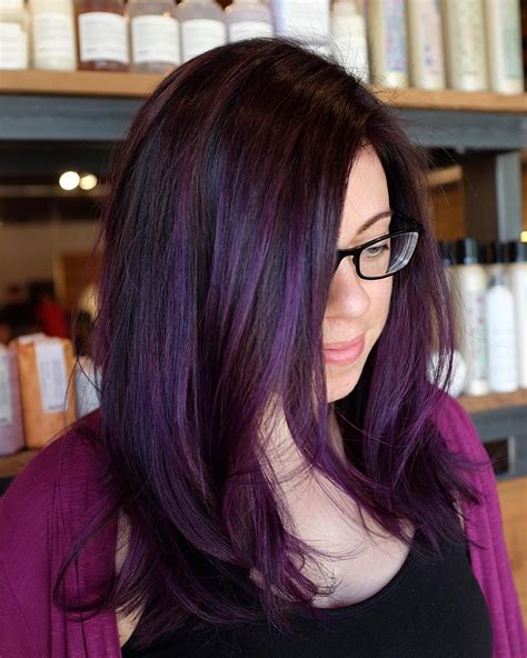 Dark Hair With Eggplant Highlights