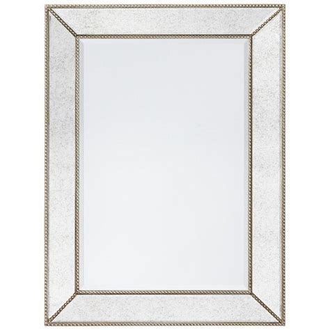 Empire Art Direct 40 In X 30 In Champagne Beed Beveled Rectangle Wall Mirror Bathroom Mirror