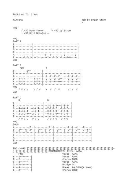 Nirvana Come As You Are Tab Pdf Song Structure Nirvana Band