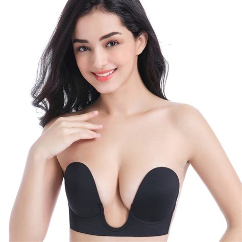 Womens Invisible Push Up Bra Self Adhesive Strapless Bras Blackless