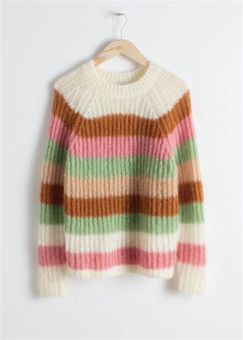Pastel Striped Wool Blend Sweater Striped Knitwear Wool Blend