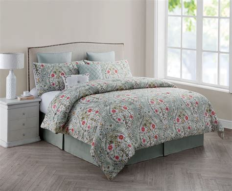 Vcny Home Evangeline Floral 8 Piece Bedding Comforter Set Euro Shams Included