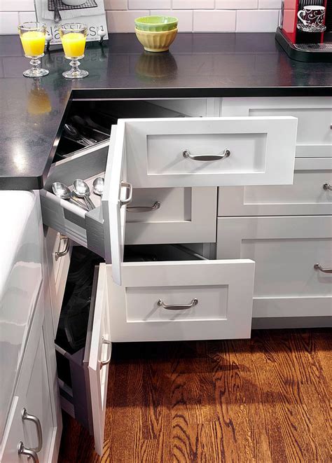 Corner drawers aren't the only tricks of the cabinetry trade. 30 Corner Drawers and Storage Solutions for the Modern Kitchen