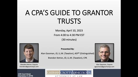 A Cpas Guide To Grantor Trusts Youtube