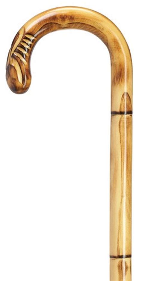 Mens Carved Stepped And Scorched Crook Handle Cane Exquisite Canes