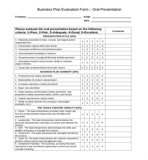 Presentation Evaluation Form Template