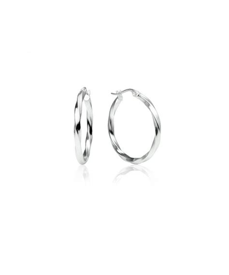 Sterling Silver High Polished Twist Round Click Top Hoop Earrings All