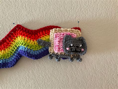 Adorable Fans Of Nyan Cat Rainbow Scarf Crochet Wall Hanging Etsy