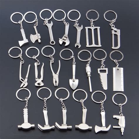 20 Kinds Cool Mini Wrench Tools Keychain Mini Silver Ax Key Chain Cute