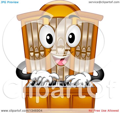 Clipart Of A Cartoon Pipe Organ Mascot Playing Royalty Free Vector