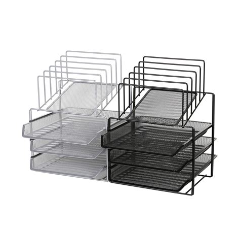 Exerz Desk Organizer 3 Layer Sliding Letter Trays With 5 Dividers Upright Sectionspaper