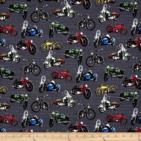 Open Road Motorcyles Grey From Fabricdotcom From Exclusively Quilters