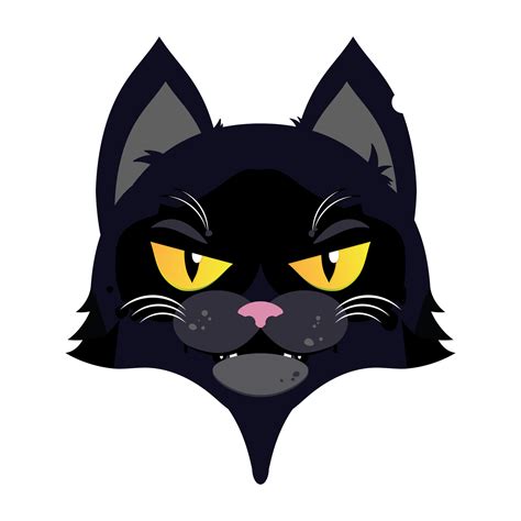 black cat angry face cartoon cute 14319053 PNG