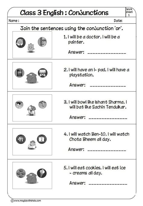 Our worksheets are designed to help students explore various topics, practice skills and enrich their subject knowledge, to improve their academic performance. This is very attractive and simple worksheet of Class 3 English Conjunctions. | Educational ...