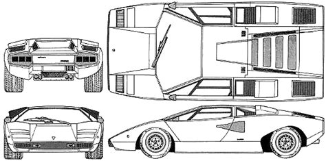 1974 Lamborghini Countach Lp400 Coupe V2 Blueprints Free Outlines
