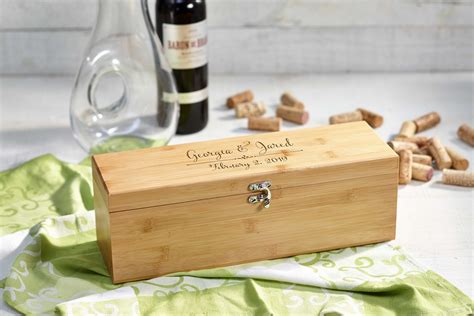 Personalized Wooden Wine Box Wedding Anniversary Gift Corporate Gift