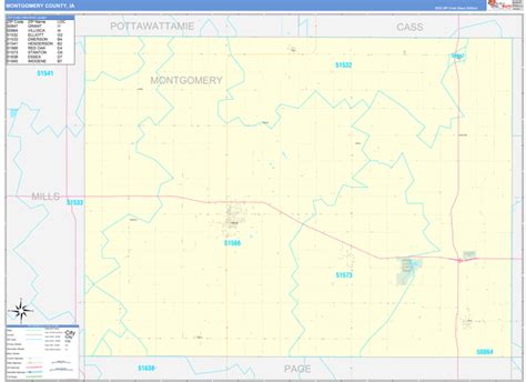 Montgomery County Ia Carrier Route Wall Map Basic Style By Marketmaps