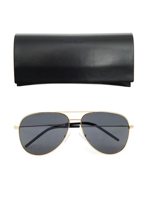 Lyst Saint Laurent Classic 11 Aviator Style Sunglasses In Metallic For Men