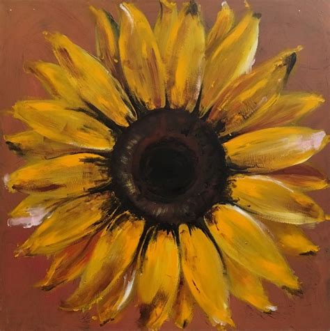 Large Sunflower Painting On A Wood Panel Orginal Flower Art Etsy