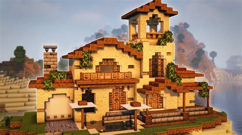 Minecraft How To Build A Spanish Villa Survival House Tutorial Youtube