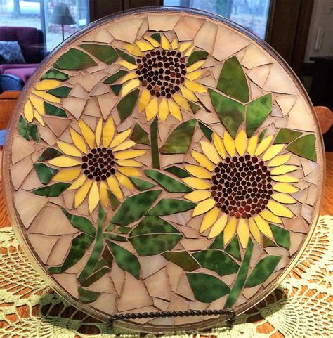 14 Stained Glass Mosaic Plate Sunflowers Etsy