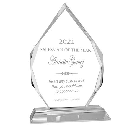 buy personalized 7 crystal diamond award with text and logo upload custom engraved glass award