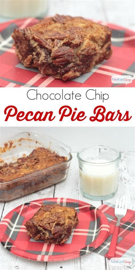 You are going to want to enjoy these white chocolate pecan pie bars all year round! Chocolate Chip Pecan Pie Bars - Atta Girl Says