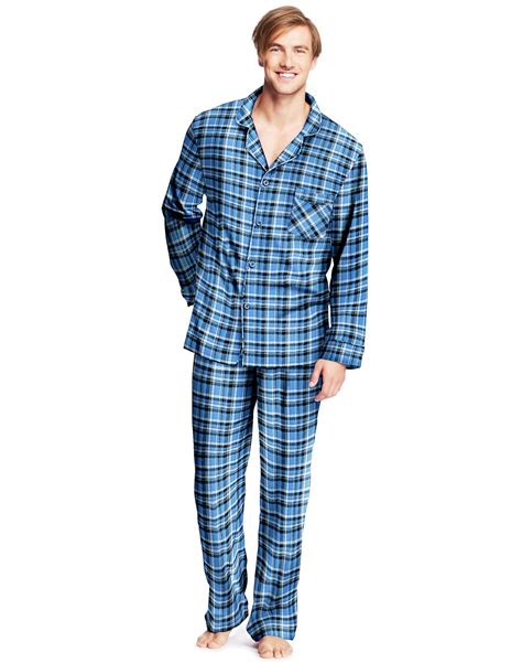 Hanes Hanes Mens Flannel Pajamas 3xl Blue Plaid