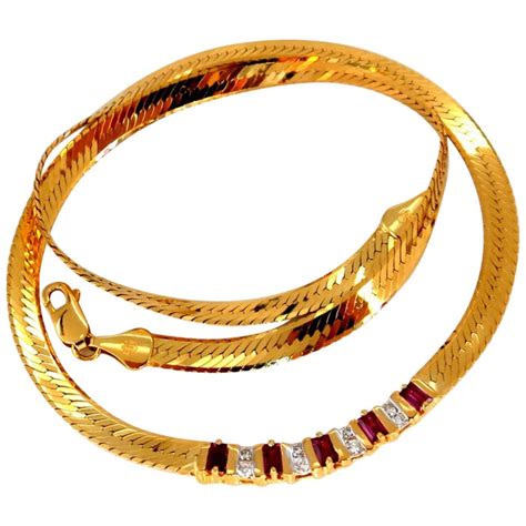 14k gold vermeil herringbone necklace made in italy. Milor Italy 14 Karat Gold Herringbone Necklace For Sale at ...