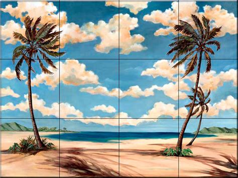 Tile Mural Palm Breeze 3 By Paul Brent Tropical Tile Murals By