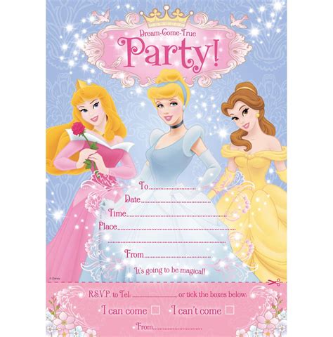 Prinzessin Geburtstags Einladungen Disney Princess Invitations