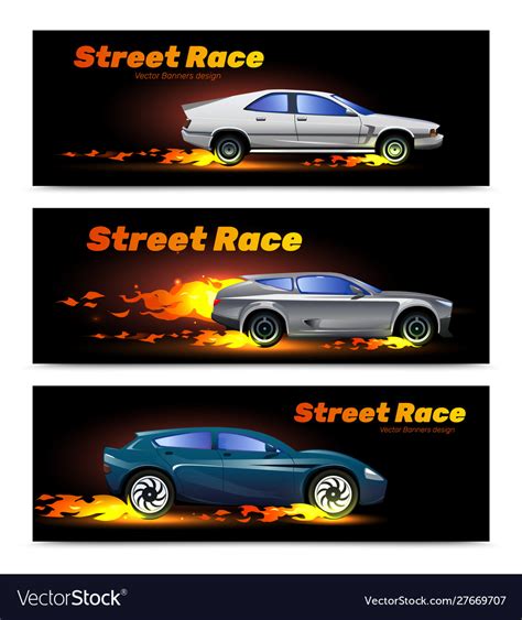 Car Race Banners Set Royalty Free Vector Image