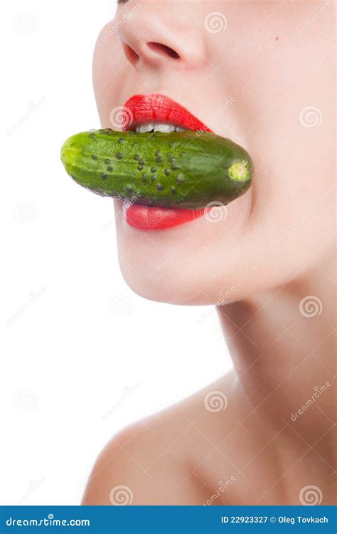 Girl With Cucumber Stock Image Image Of Funny Teeth 22923327