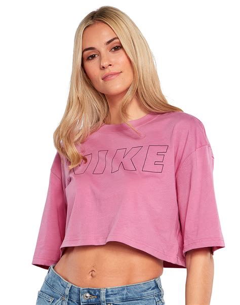 Nike Womens Air Cropped T Shirt Pink Life Style Sports Ie