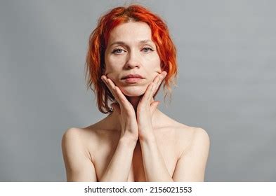 Redhead Naked Woman Blue Eyes Hands Stock Photo Shutterstock