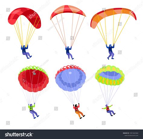 Parachutists People On Parachutes Set Skydivers Stock Vector Royalty