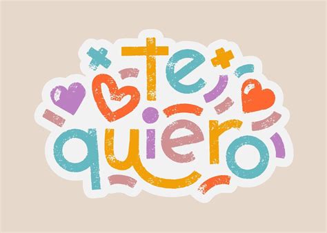 Te Quiero Spanish Words That Translate As I Love You Bold Lettering Pastel Colors Sticker