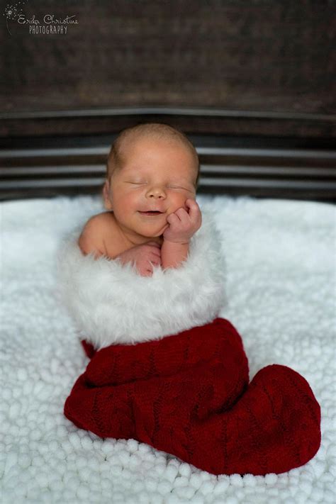 Newborn Christmas Shoot Newborn Announcement Stockingchristmas Card