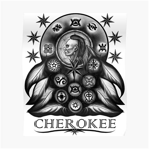 Cherokee Native American Indian Magic Symbols Poster By Desha001