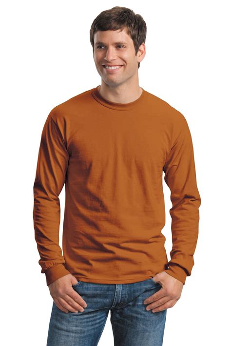 Gildan Mens 100 Percent Cotton Long Sleeve T Shirt G2400