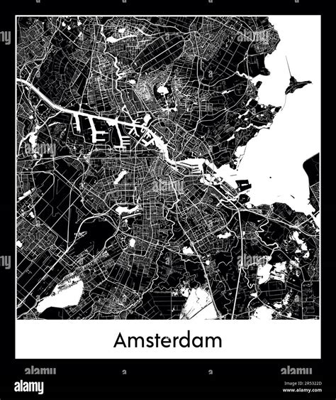 Minimal City Map Of Amsterdam Netherlands Europe Stock Vector Image