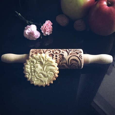 Folk Small Rolling Pin Embossing Rolling Pin Engraved Etsy