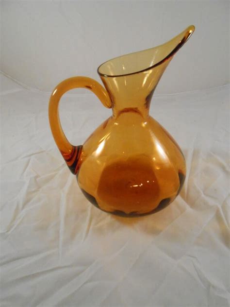 Awesome Vintage Orange Glass Pitcher In Great Condition
