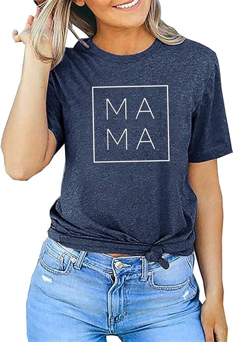 Mama Shirt For Womens Trendy Mom T Shirts Mama Print Graphic Tees Tops Amazon Ca Clothing