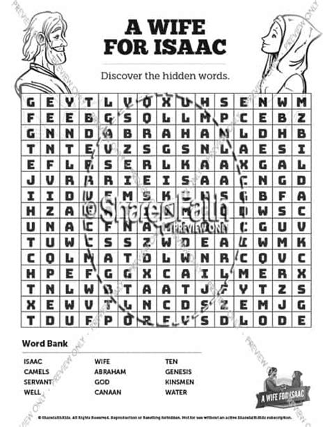 Genesis 24 Isaac And Rebekah Bible Word Search Puzzles Sharefaith Media