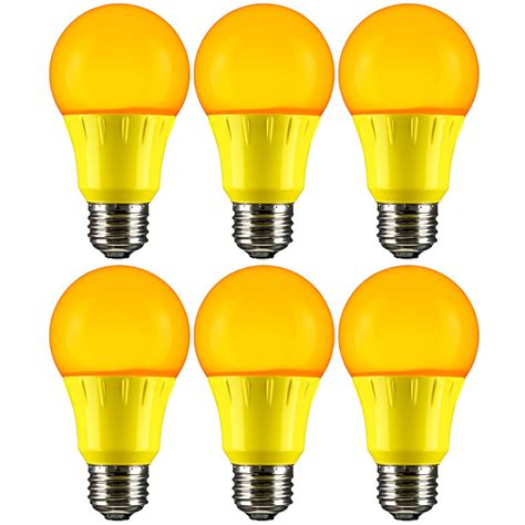 Sunlite A193wyled6pk Led Colored A19 3w Light Bulbs With Medium