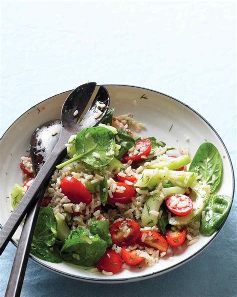 Brown Rice Salad With Spinach And Tomatoes Recipe Martha Stewart